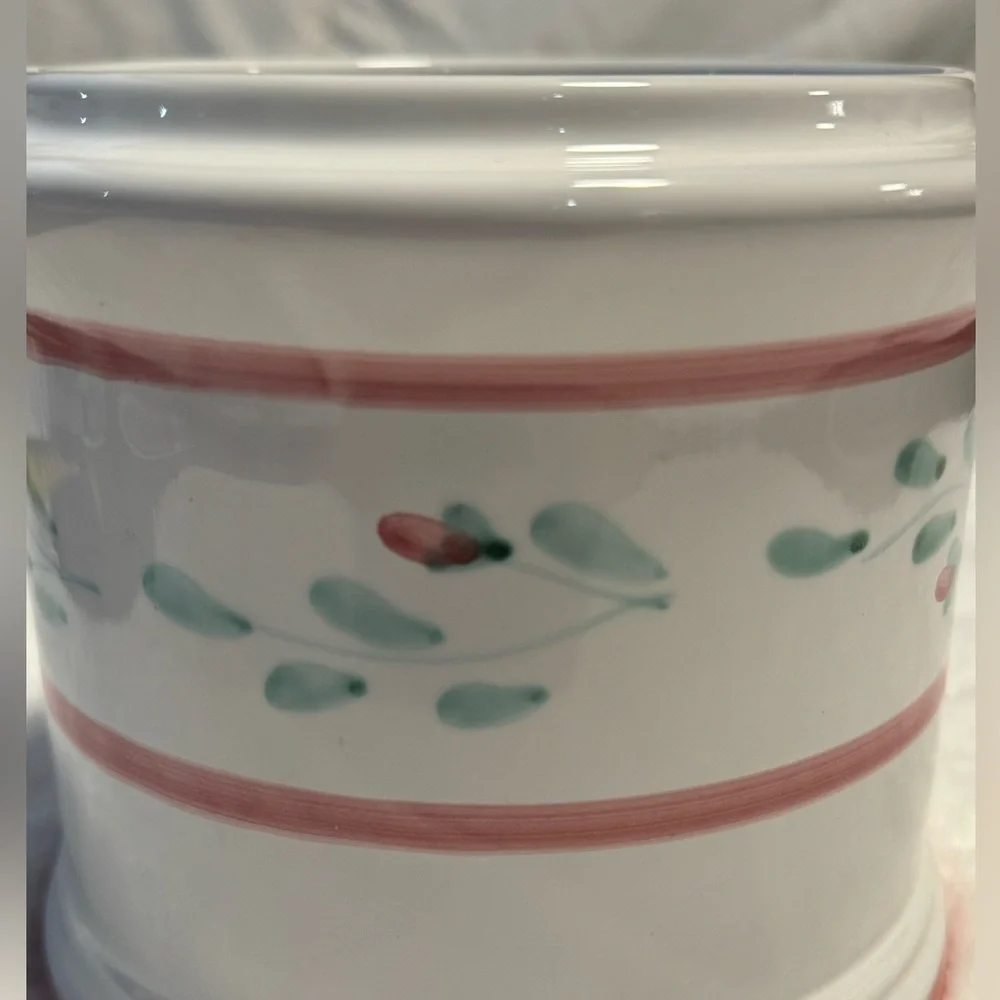 Caleca Hand Painted Large Canister Utensil Holder Made in Italy Cottagecore VTG
